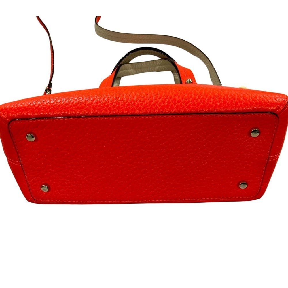 Vintage Kate Spade Grove Court 2012 Floral Canvas Orange Leather Satchel Bag - Picture 10 of 10